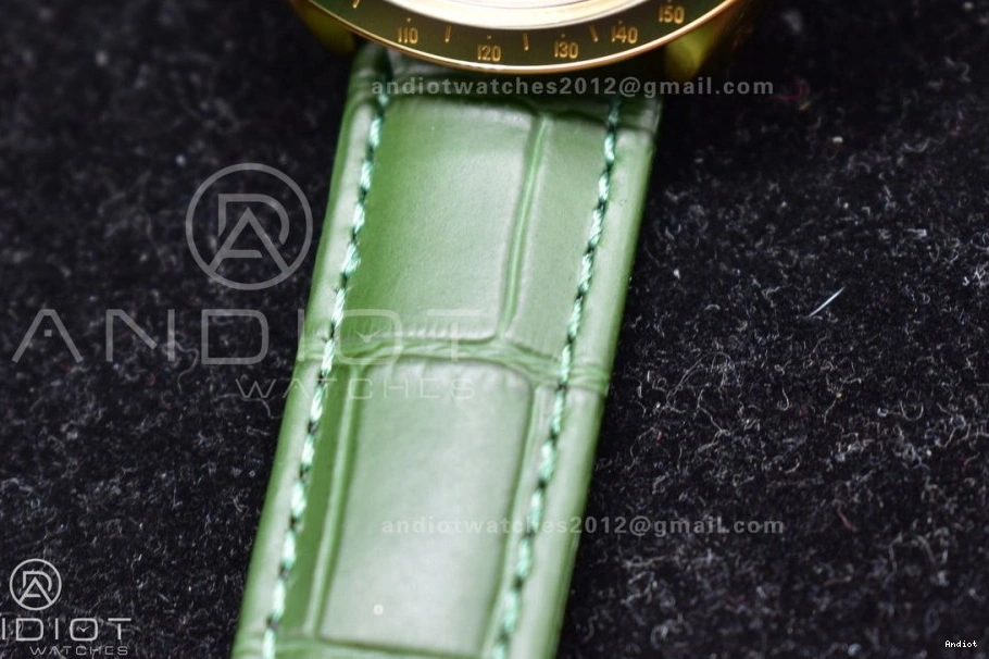 Gold Green Speedmaster Manual Green on Moonshine Strap Dial Edition RMF in Chrono YG Moonwatch Best Leather 0201